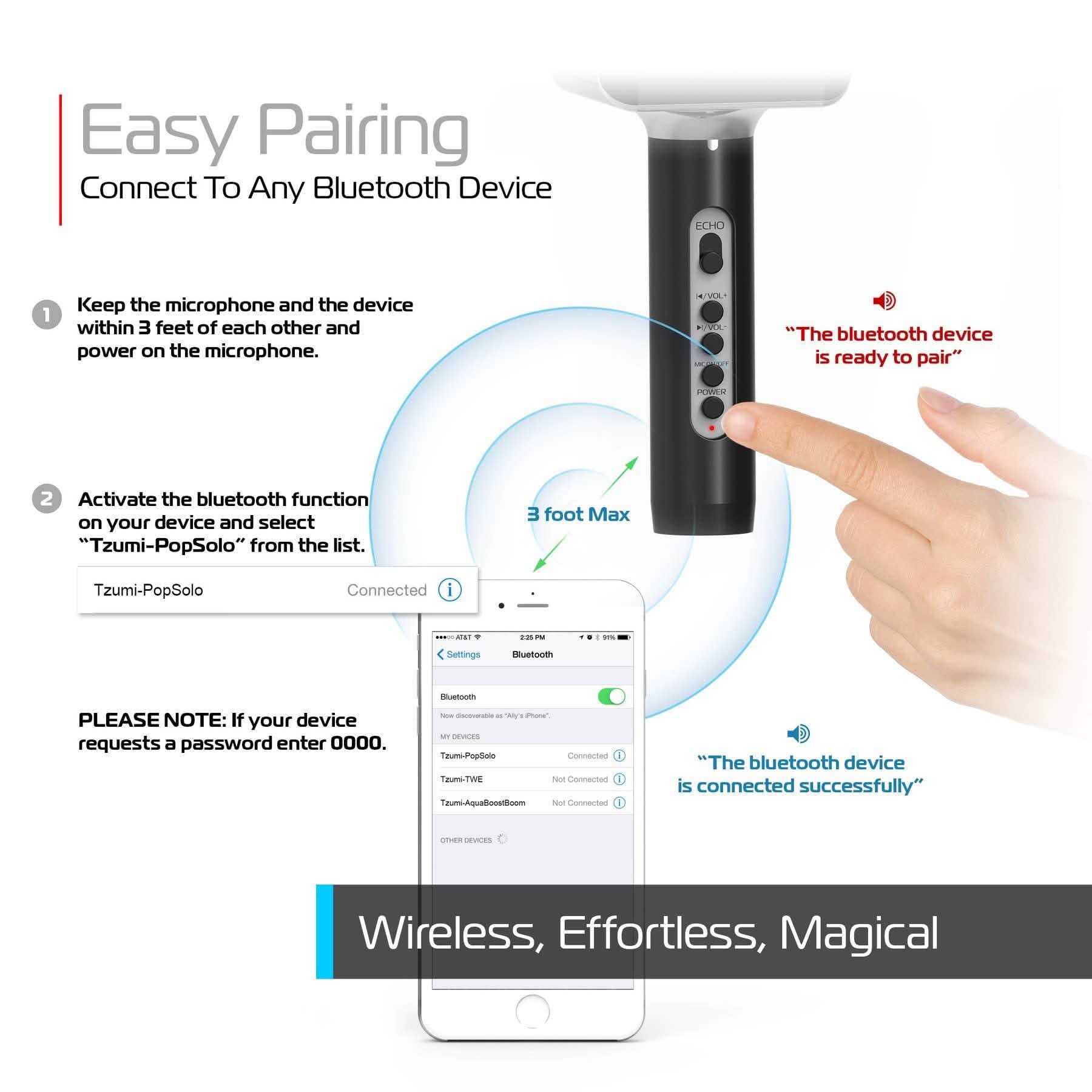 Tzumi Pop Solo Wireless Bluetooth Karaoke Microphone And Speaker Everything Else - DailySale