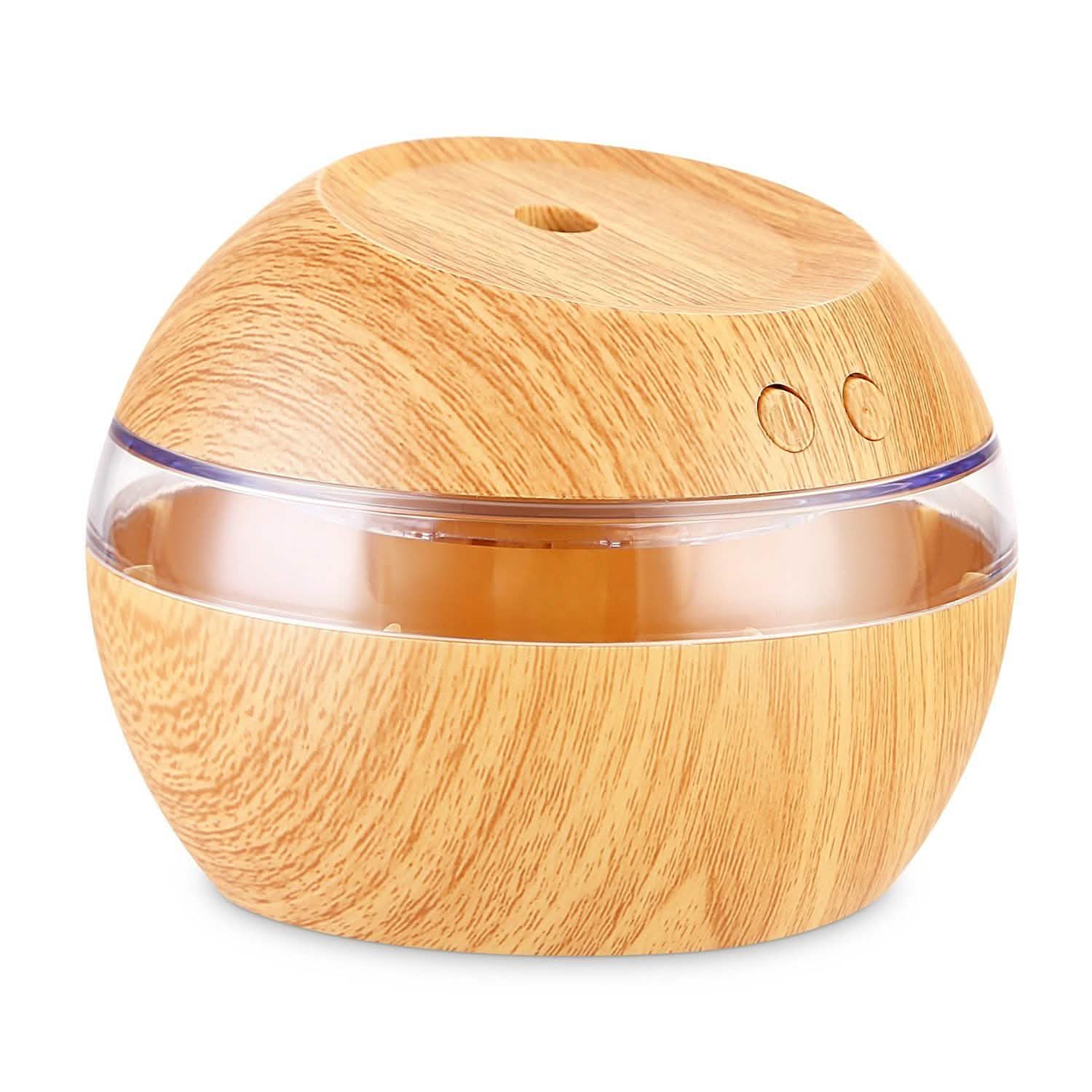 Ultrasonic Aroma Essential Oil Diffuser Wood Grain Wellness Light Brown - DailySale