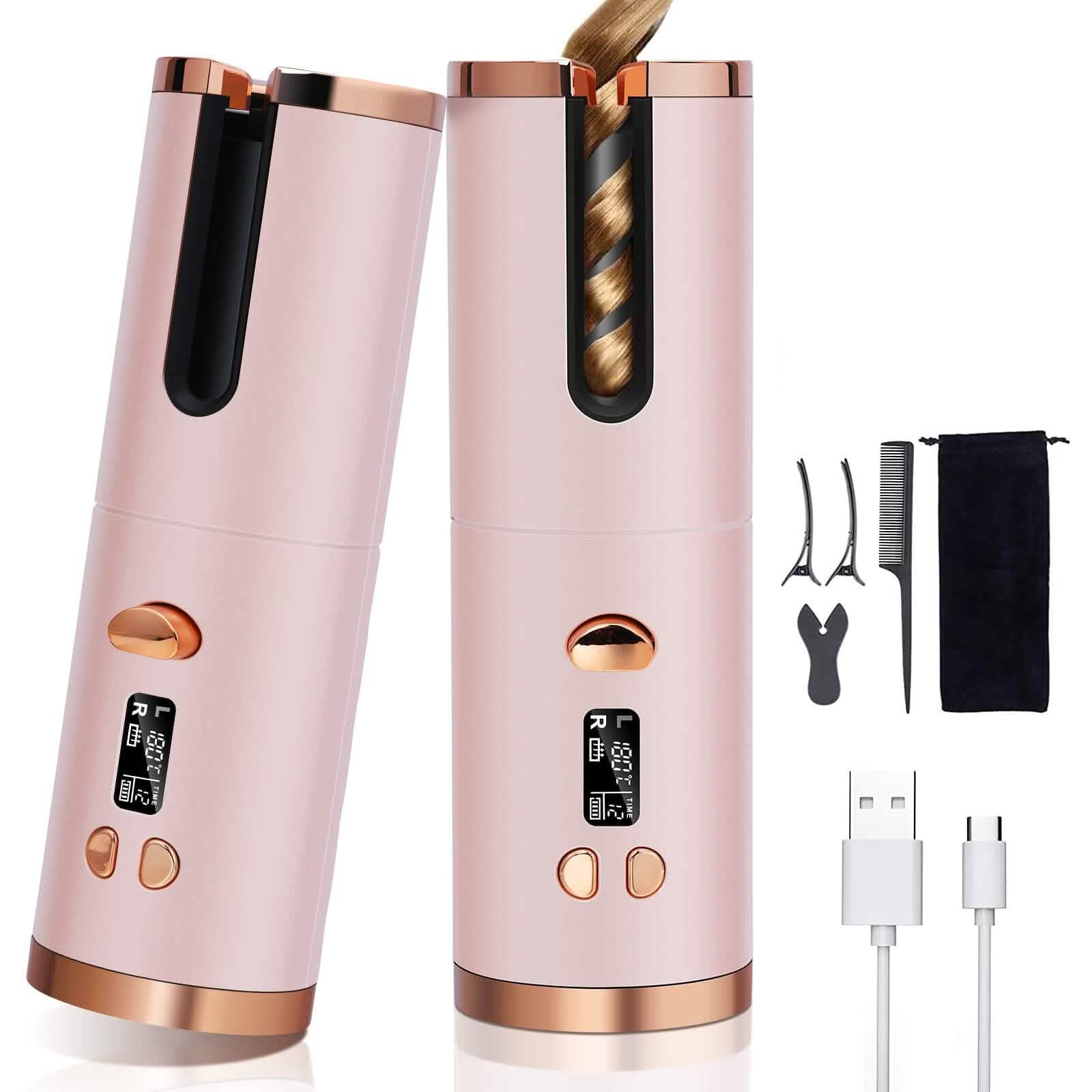 Unbound Cordless Automatic Hair Curler Beauty & Personal Care Pink - DailySale