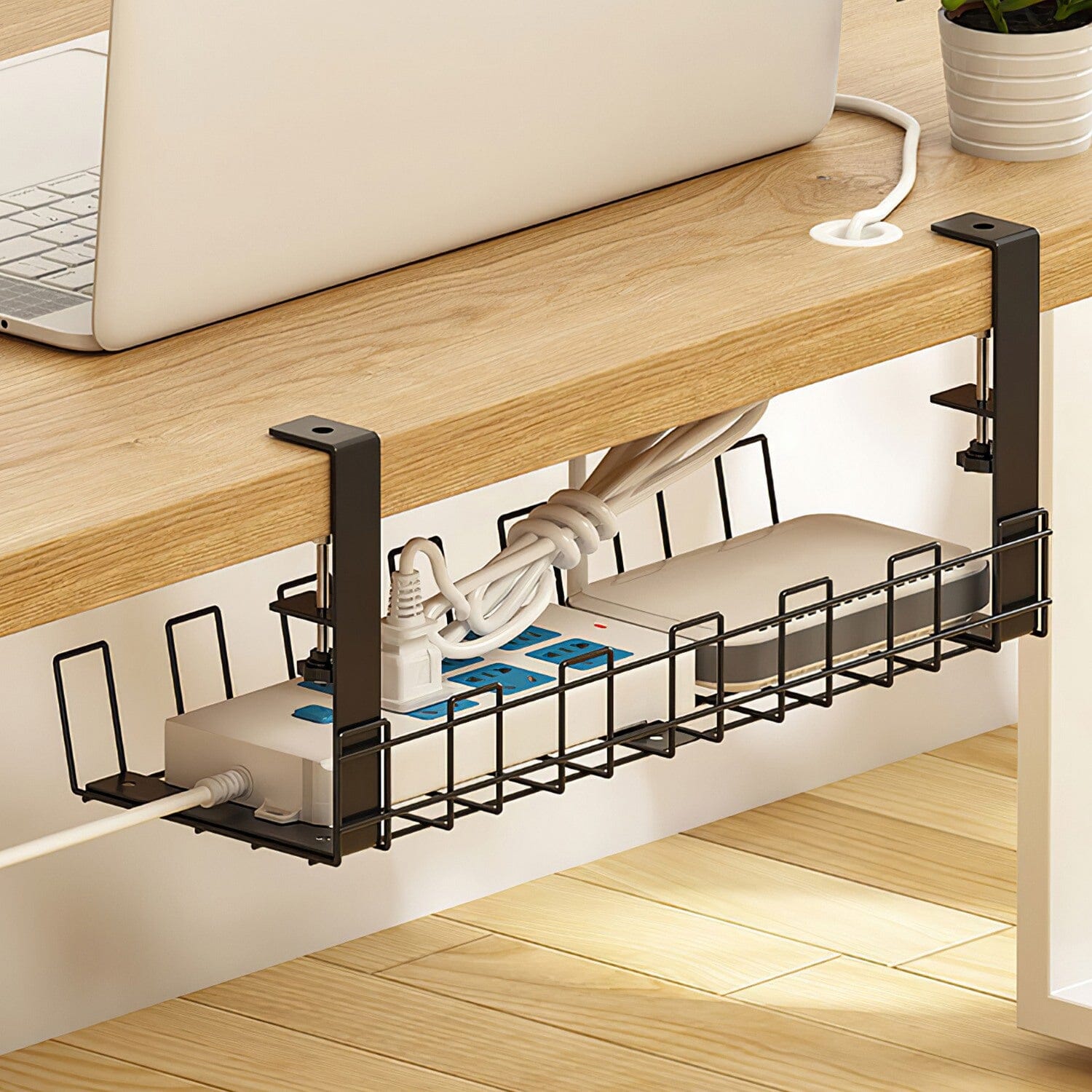  Under Desk Cable Management Trays, 2 Pack 15.7'' No Drill Alloy  Steel Under Desk Cable Organizers, Wire Management Tray Cable Management  Rack, Desk Cable Tray Wire Organizer Desk Cord Organizer 