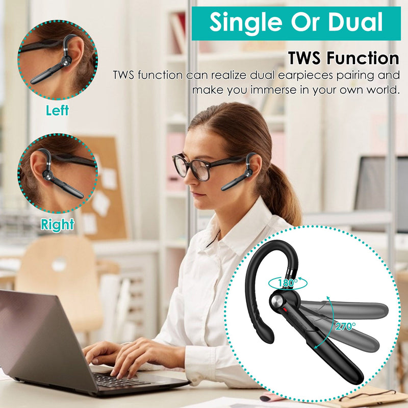 Unilateral V5.0 Wireless in-Ear Headset with Hook Headphones & Audio - DailySale