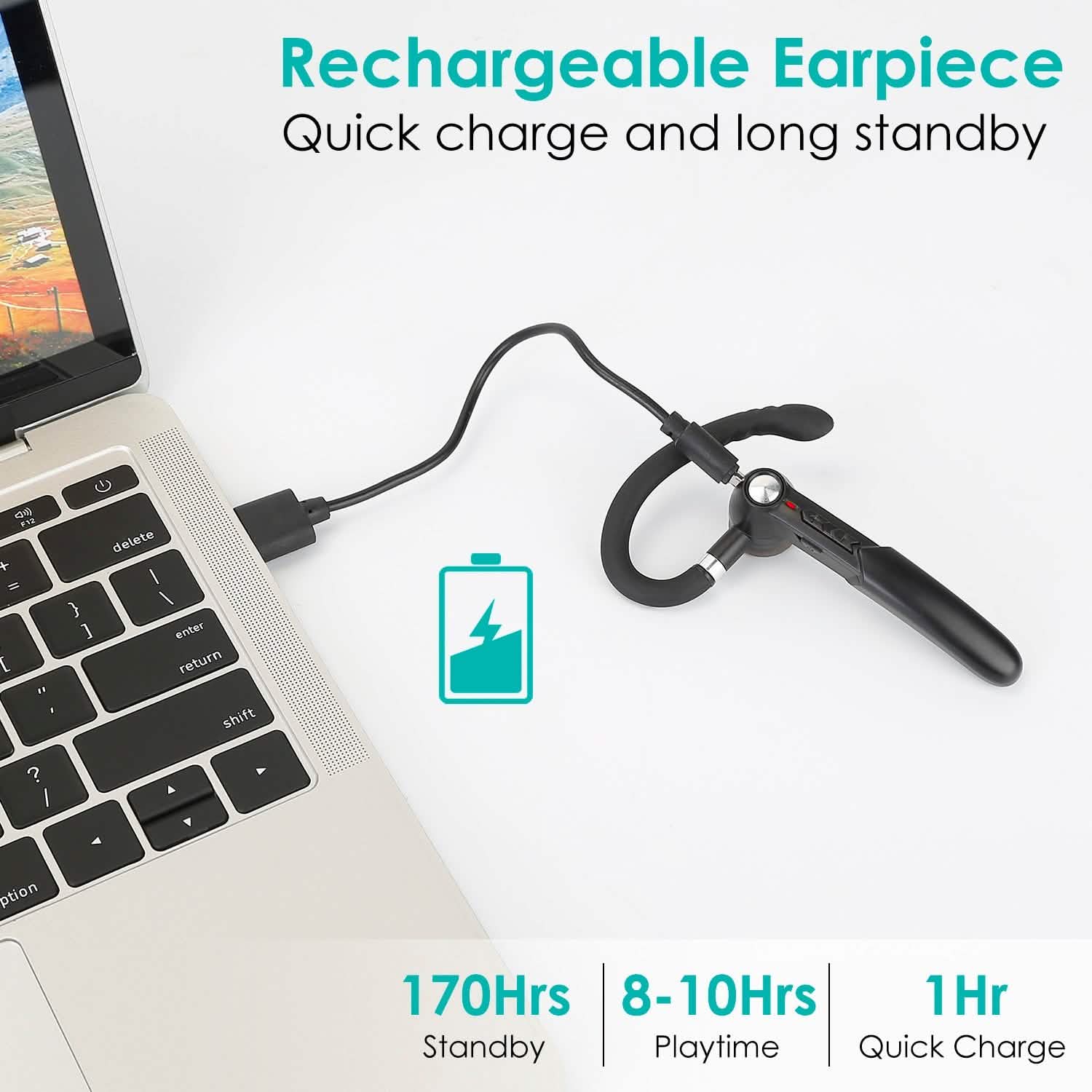 Unilateral V5.0 Wireless in-Ear Headset with Hook Headphones & Audio - DailySale