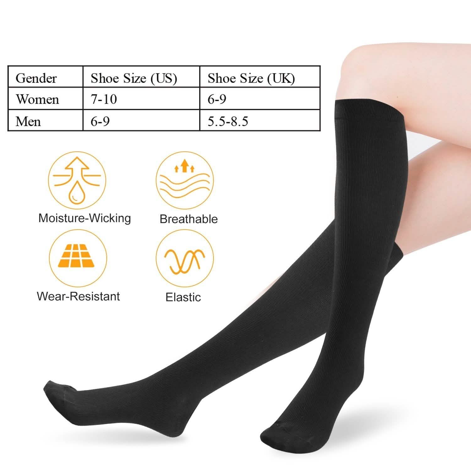 Unisex Compression Socks 15-20 mmHg Graduated Support Sports Fitness Wellness - DailySale