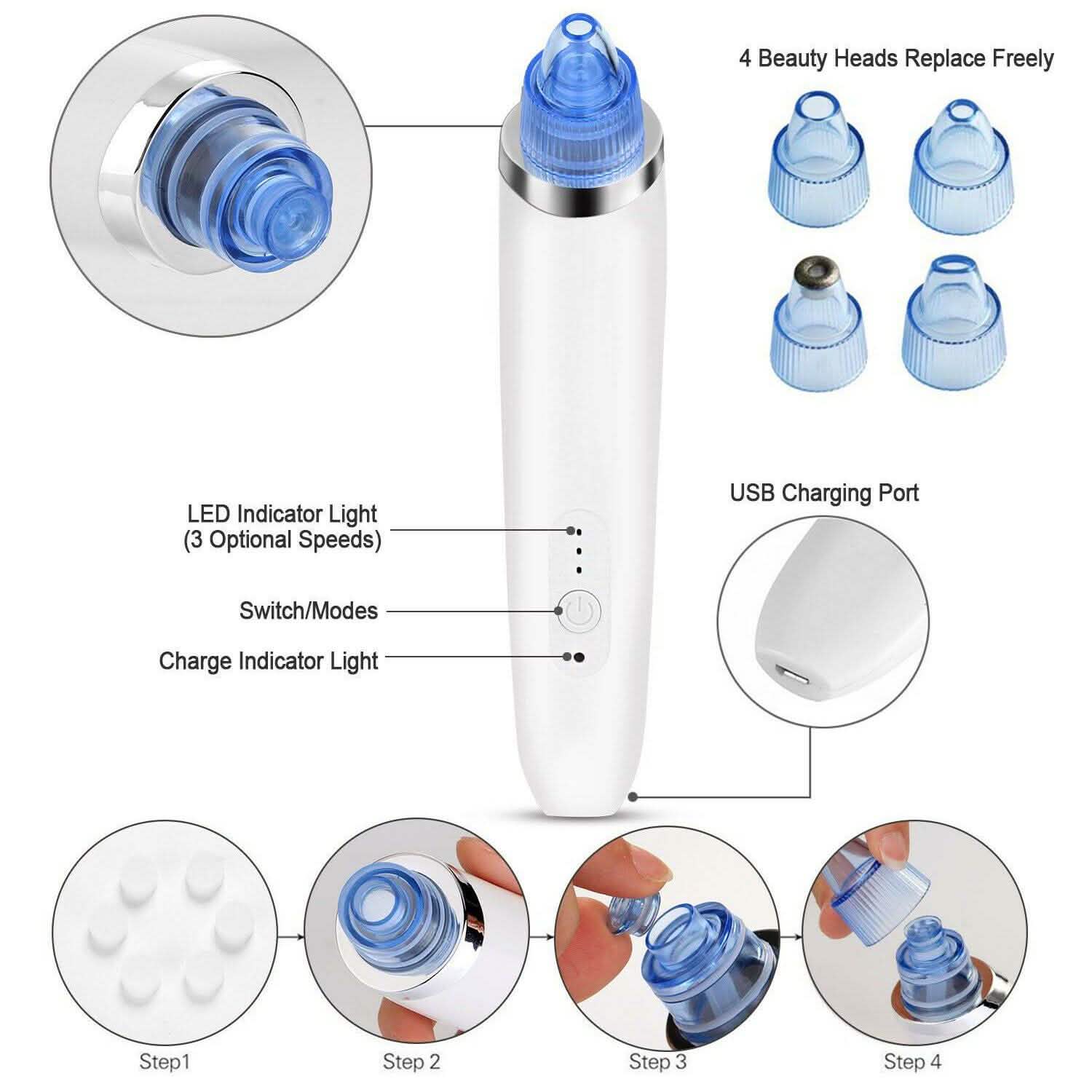 Unisex Electric Blackhead Remover Facial Skin Pore Cleaner Beauty & Personal Care - DailySale