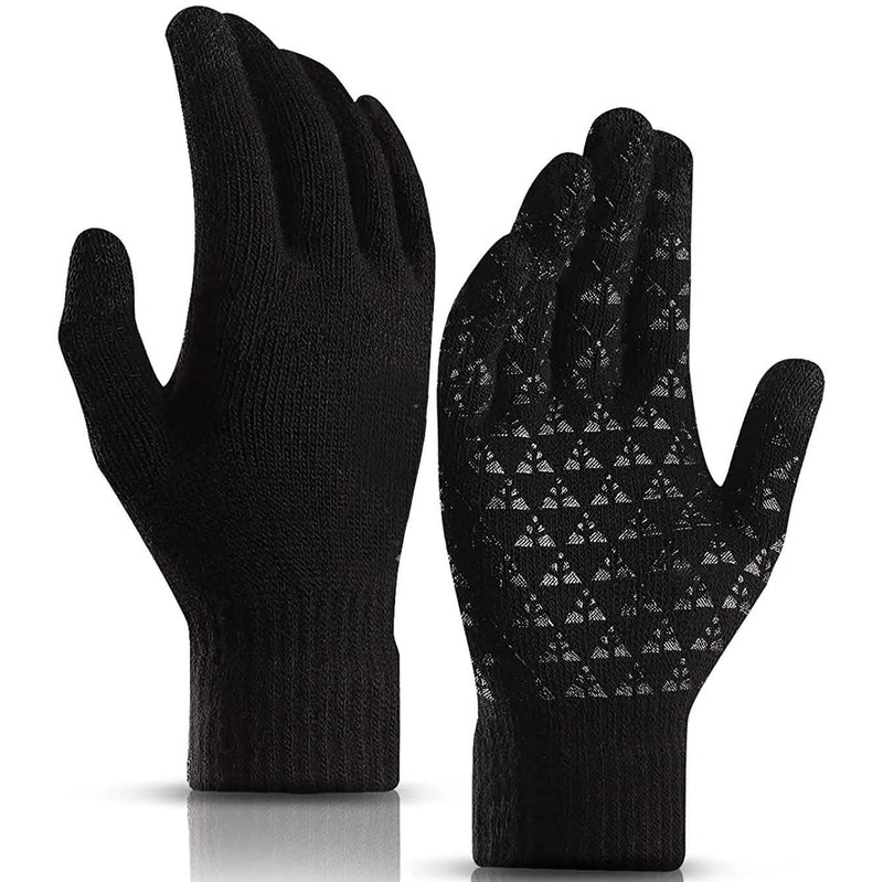 Unisex Knit 360° Whole Palm Touchscreen Antislip Gloves Men's Shoes & Accessories Black L - DailySale