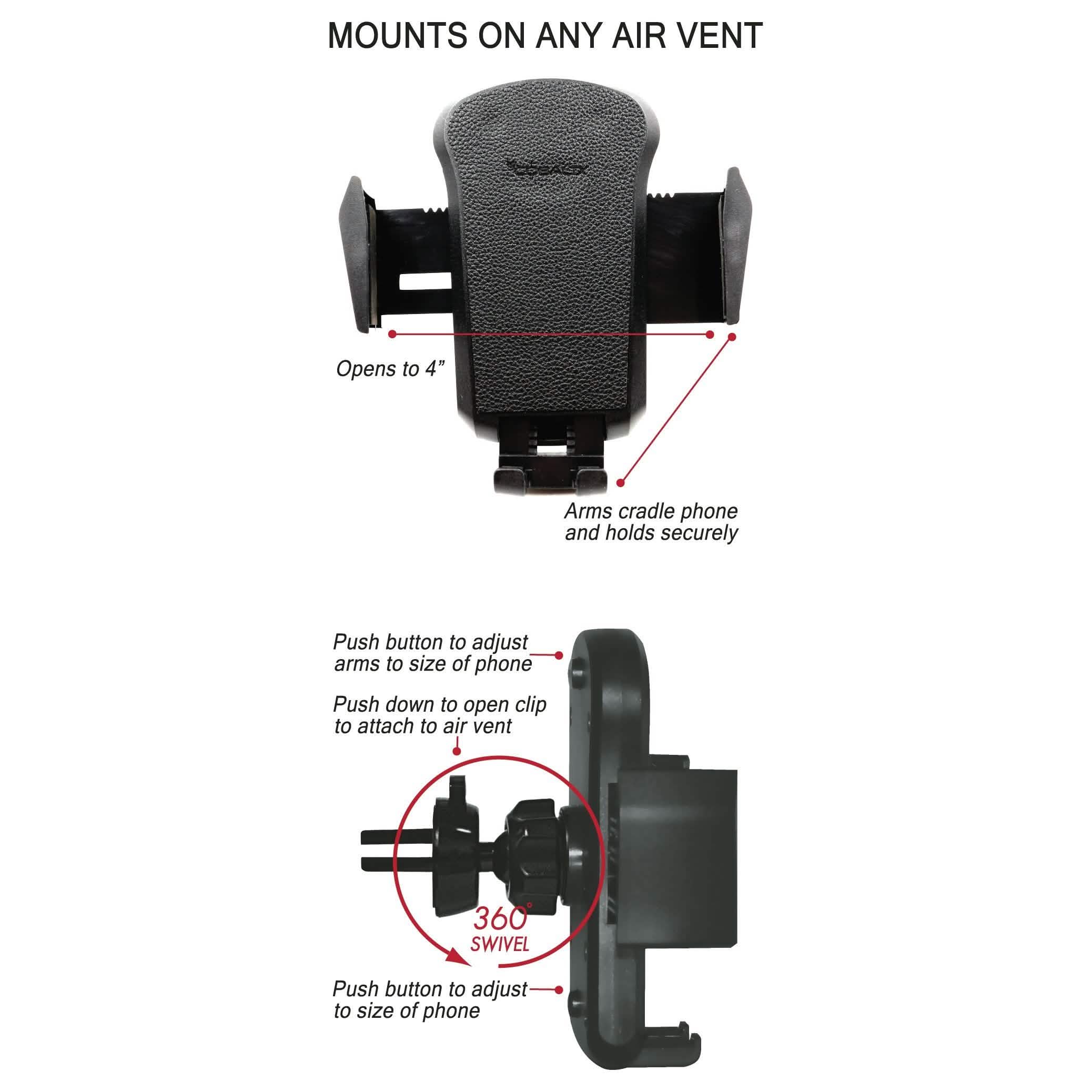 Universal Cradle Airvent Mount with Leather Accent Automotive - DailySale