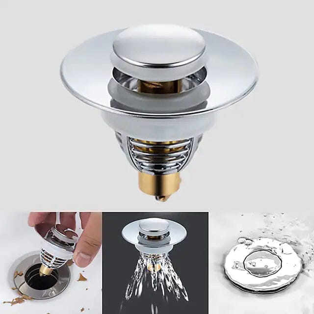 Universal Stainless Steel and Copper Pop-Up Bounce Core Basin Drain Filter Bath - DailySale