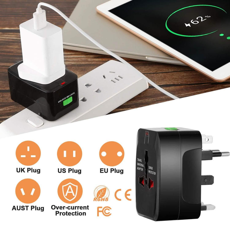 Universal Travel Adapter with 4 Interchangeable Plugs Mobile Accessories - DailySale