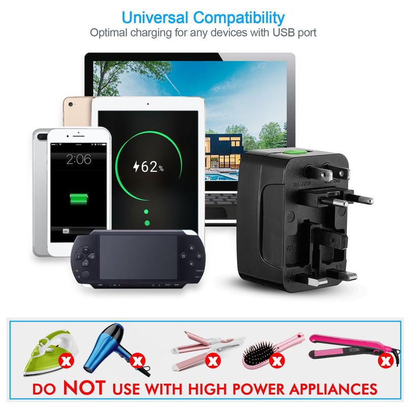 Universal Travel Adapter with 4 Interchangeable Plugs Mobile Accessories - DailySale