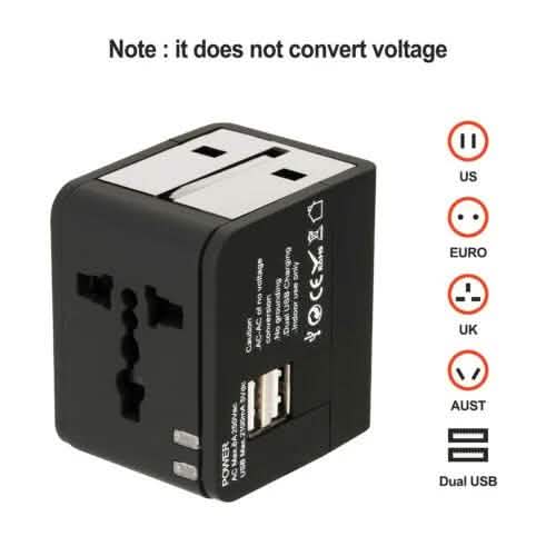 US EU UK AU Travel Universal Adapter USB Charger Type-C AC Wall Plug Converter Mobile Accessories - DailySale