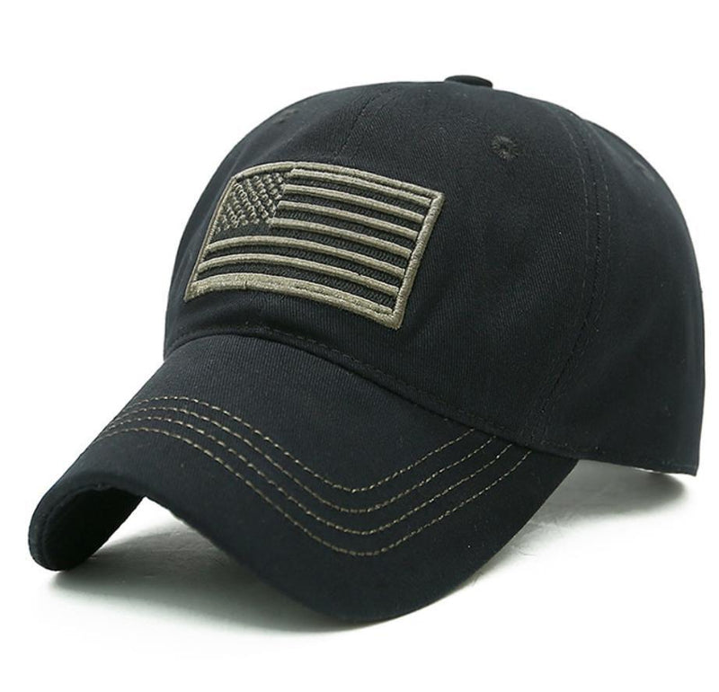 USA Flag Baseball Cap Army Embroidery Cotton Tactical Snapback Hat Men's Accessories Black - DailySale
