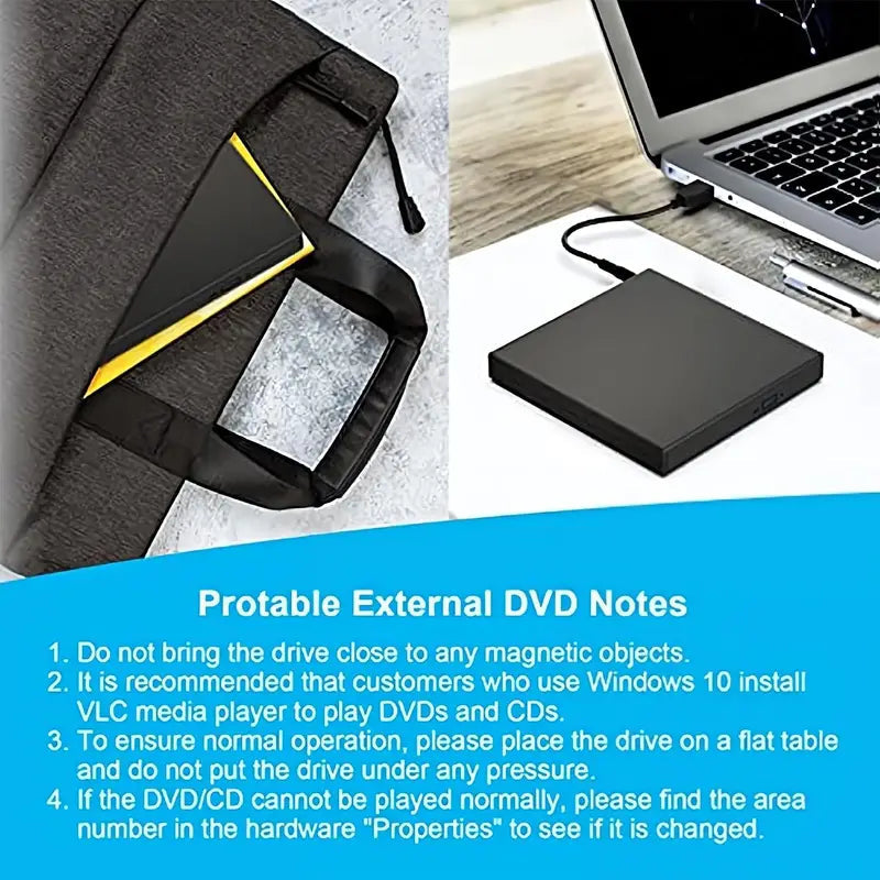 USB 2.0 Slim Protable External CD-RW Drive DVD-RW Burner Writer Player Computer Accessories - DailySale