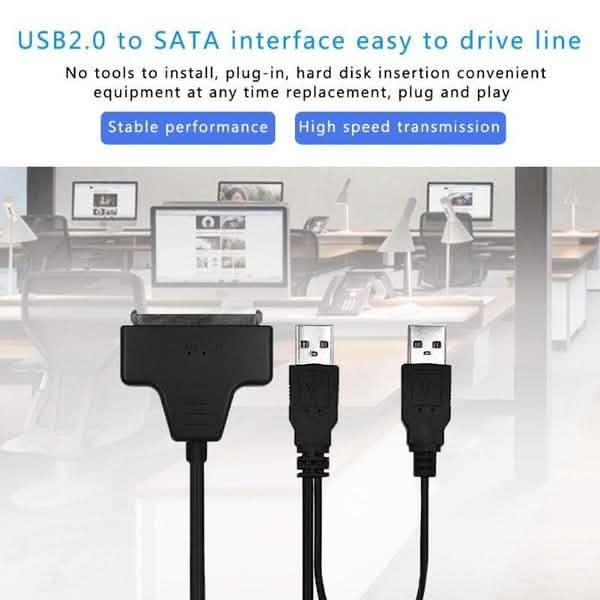 USB 2.0 to SATA Converter Adapter Cable for 2.5/3.5 SATA HDD Hard Drive Disk Computer Accessories - DailySale