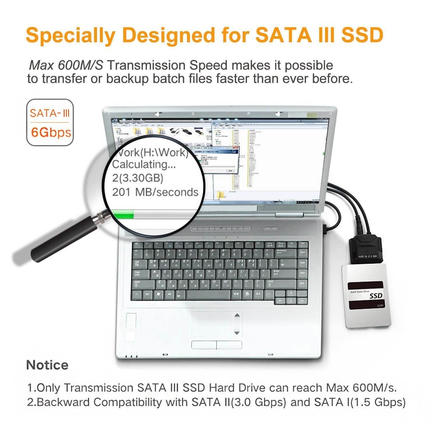 USB 3.0 to SATA Converter Adapter for 2.5"/3.5"SATA HDD/SSD Hard Drive Disks Computer Accessories - DailySale