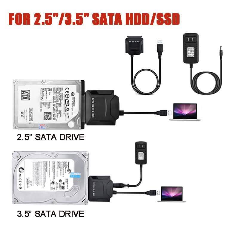 USB 3.0 to SATA Converter Adapter for 2.5"/3.5"SATA HDD/SSD Hard Drive Disks Computer Accessories - DailySale