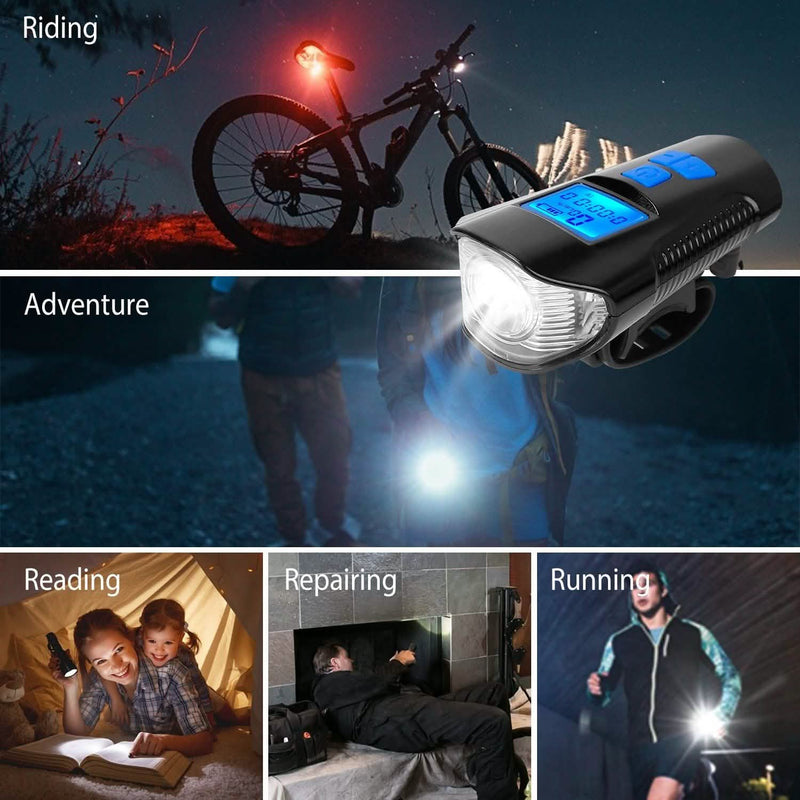 USB Rechargeable Bike Light Set with Speedometer and Odometer Sports & Outdoors - DailySale