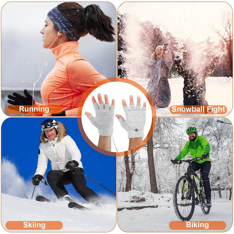 USB Wool Heated Half Fingerless Gloves Sports & Outdoors - DailySale