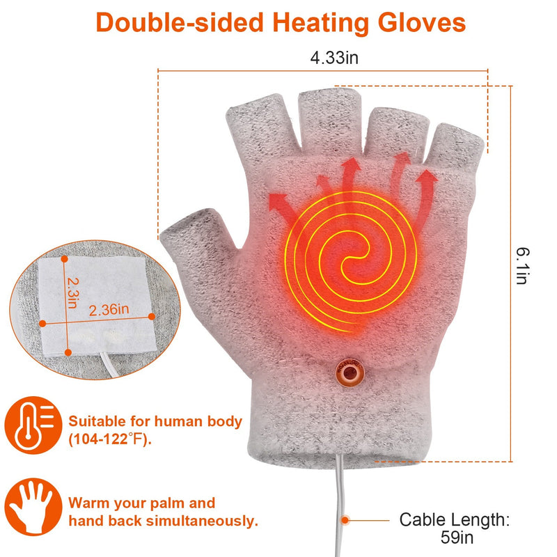USB Wool Heated Half Fingerless Gloves Sports & Outdoors - DailySale