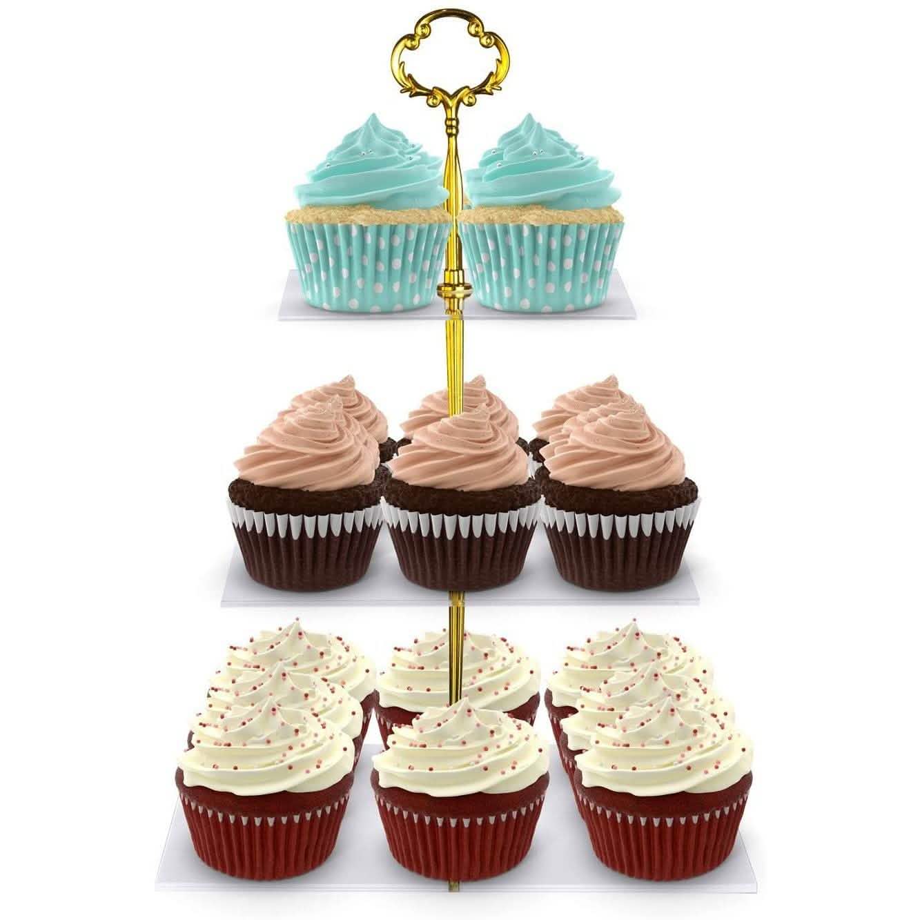Utenlid 3-Tier Square Stacked Party Cupcake Stand Kitchen Essentials - DailySale