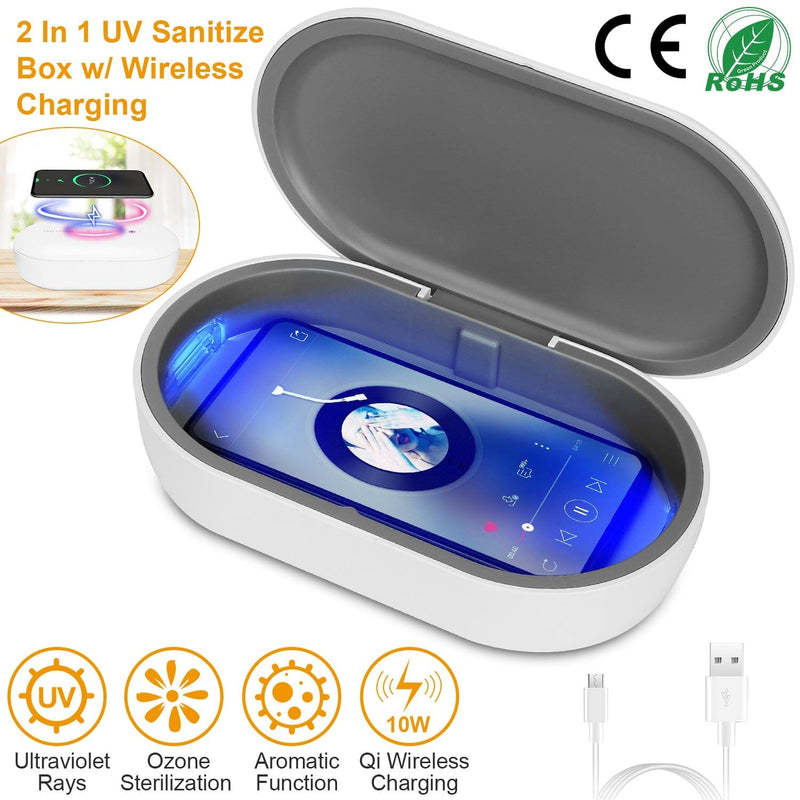 UV Light Sanitizer Box Portable 10w Phone Wireless Charging Disinfection Lamp Face Masks & PPE - DailySale