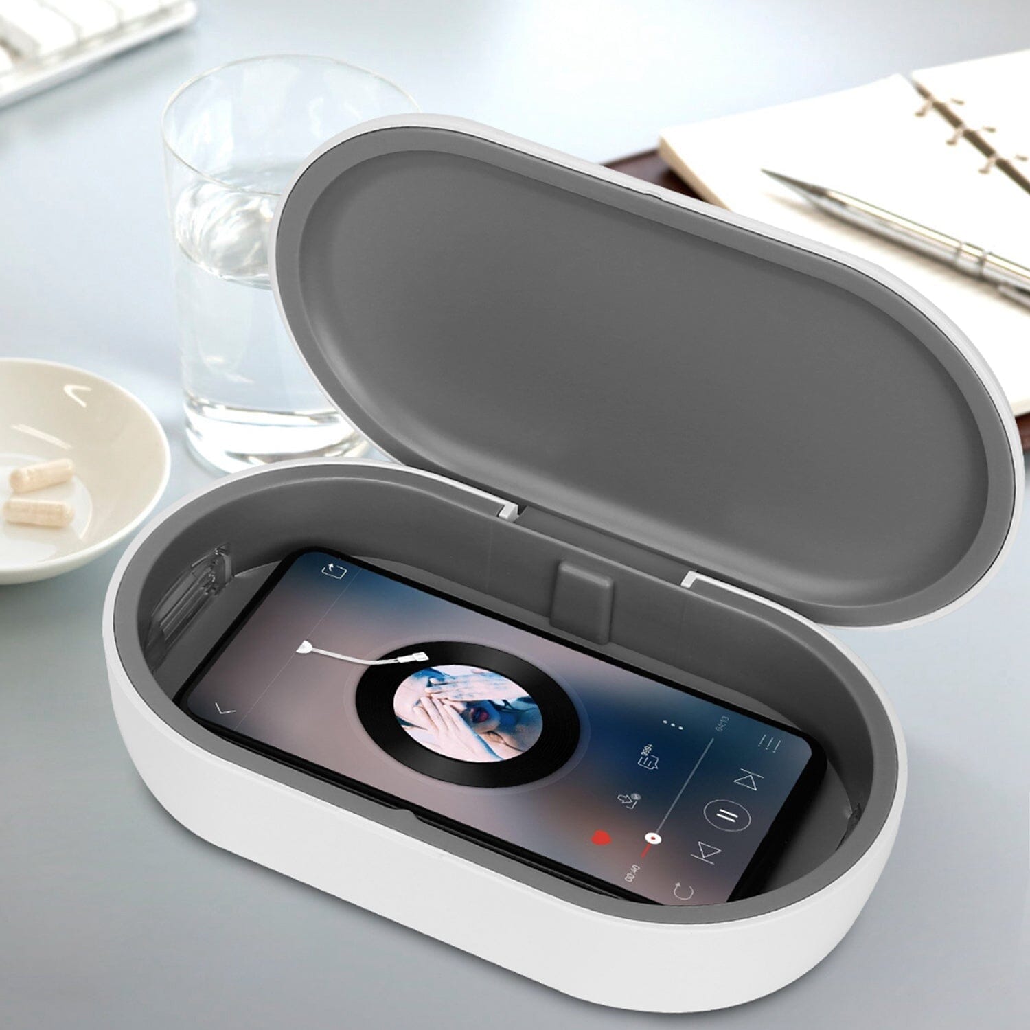 UV Phone Sanitizer top and Wireless Charging Pad,for Disinfecting Keys, Cards, Jewelry