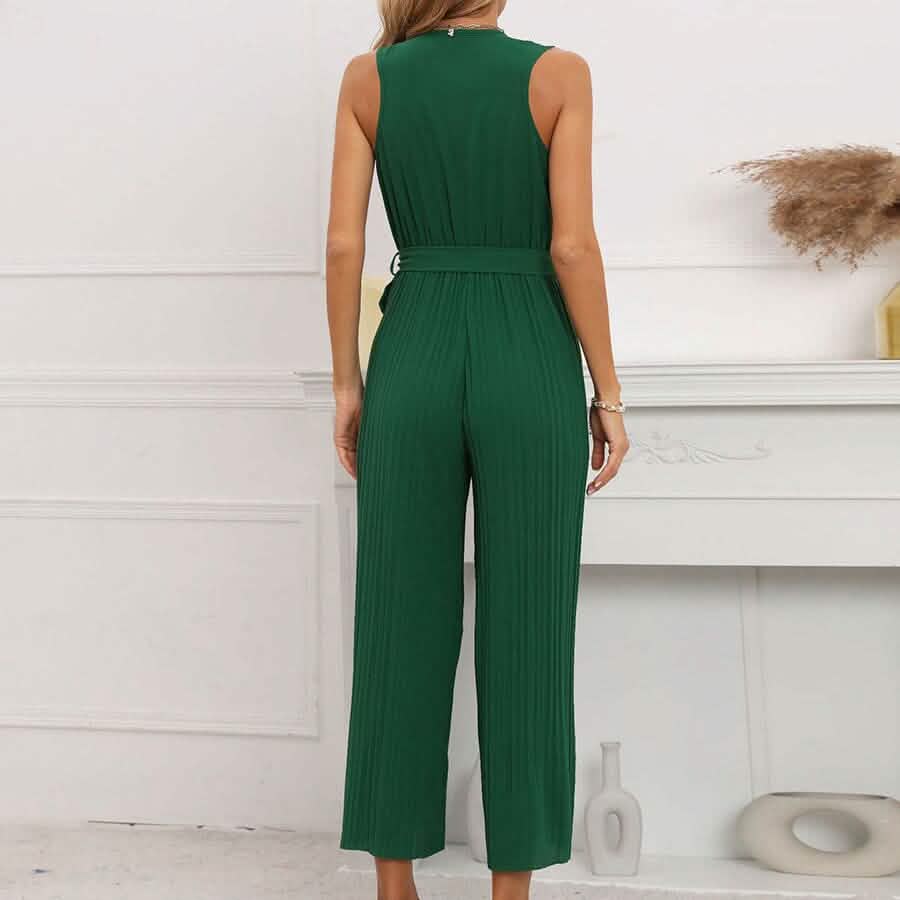 V-Neck Sleeveless Straight Summer Jumpsuit Women's Dresses - DailySale