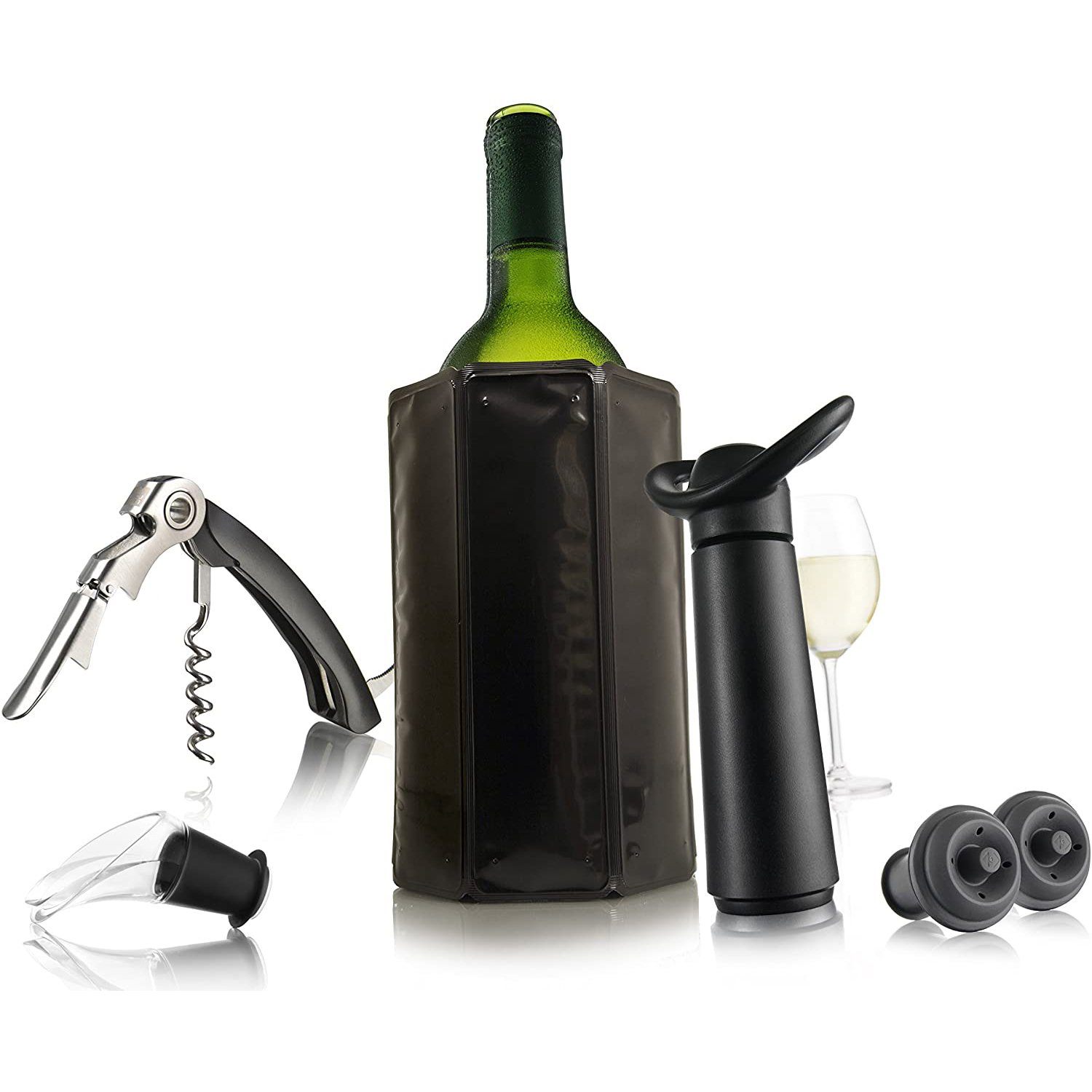 The Original Vacu Vin Wine Saver with 1 Vacuum Stopper, White