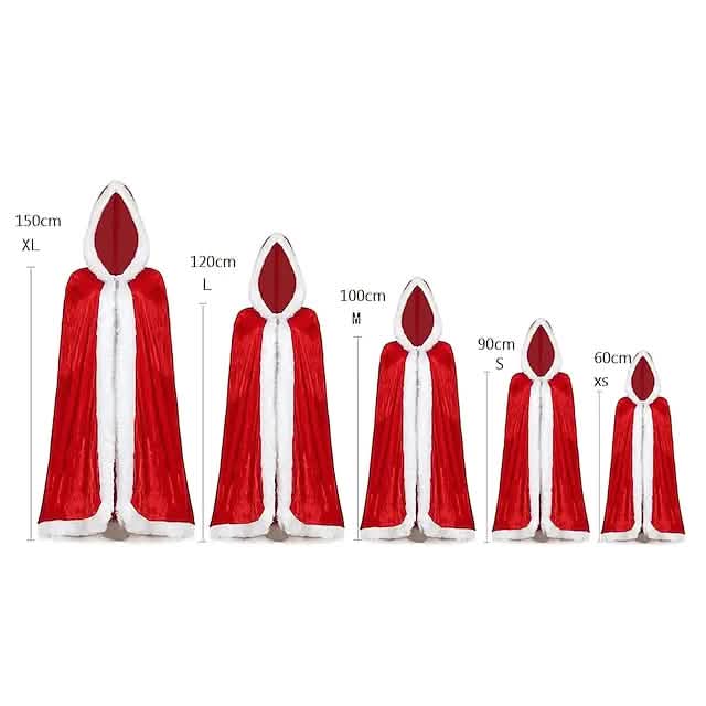 Velvet Hooded Cape Cloak Santa Cosplay Christmas Costumes Women Holiday Decor & Apparel - DailySale