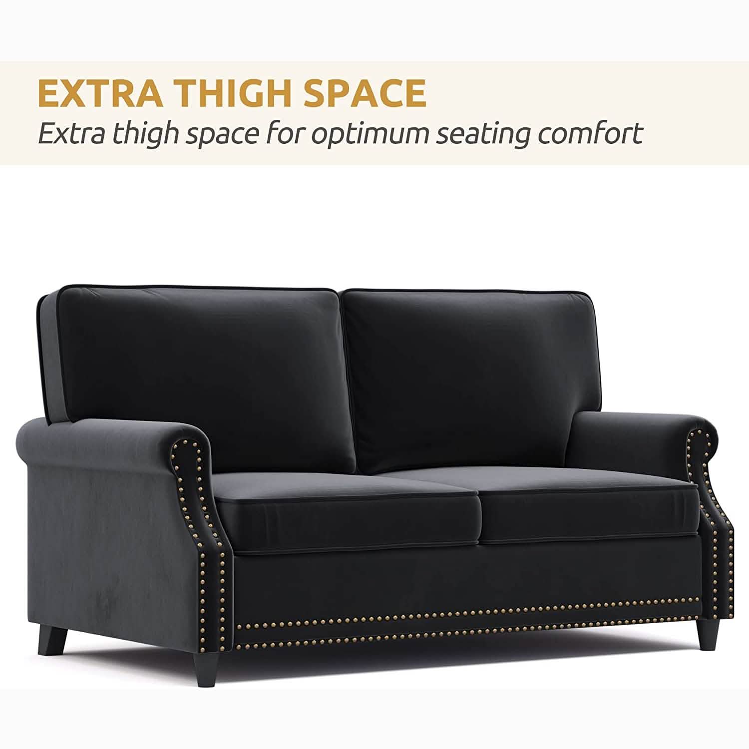 Velvet Roll Up Arm Chair Loveseat with Nail Head Furniture & Decor - DailySale