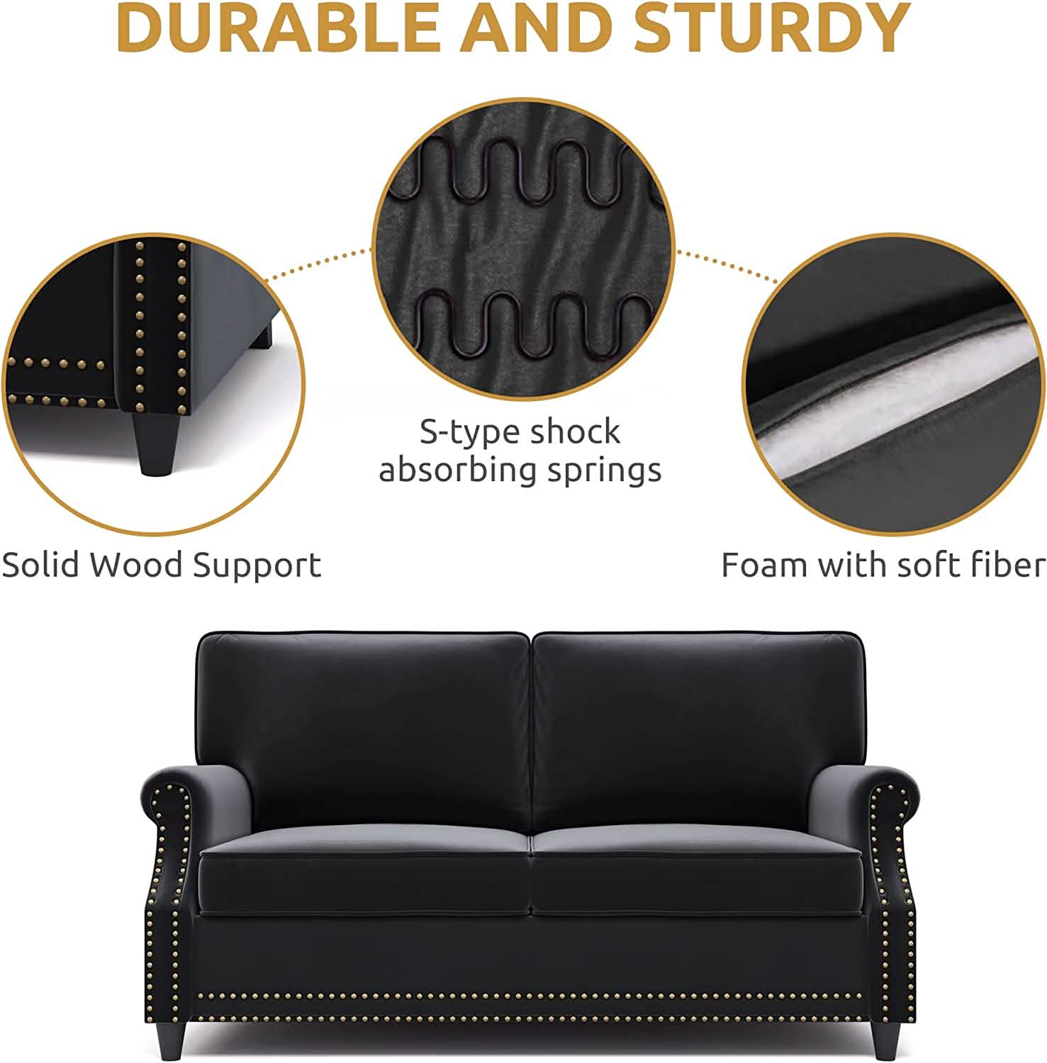 Velvet Roll Up Arm Chair Loveseat with Nail Head Furniture & Decor - DailySale