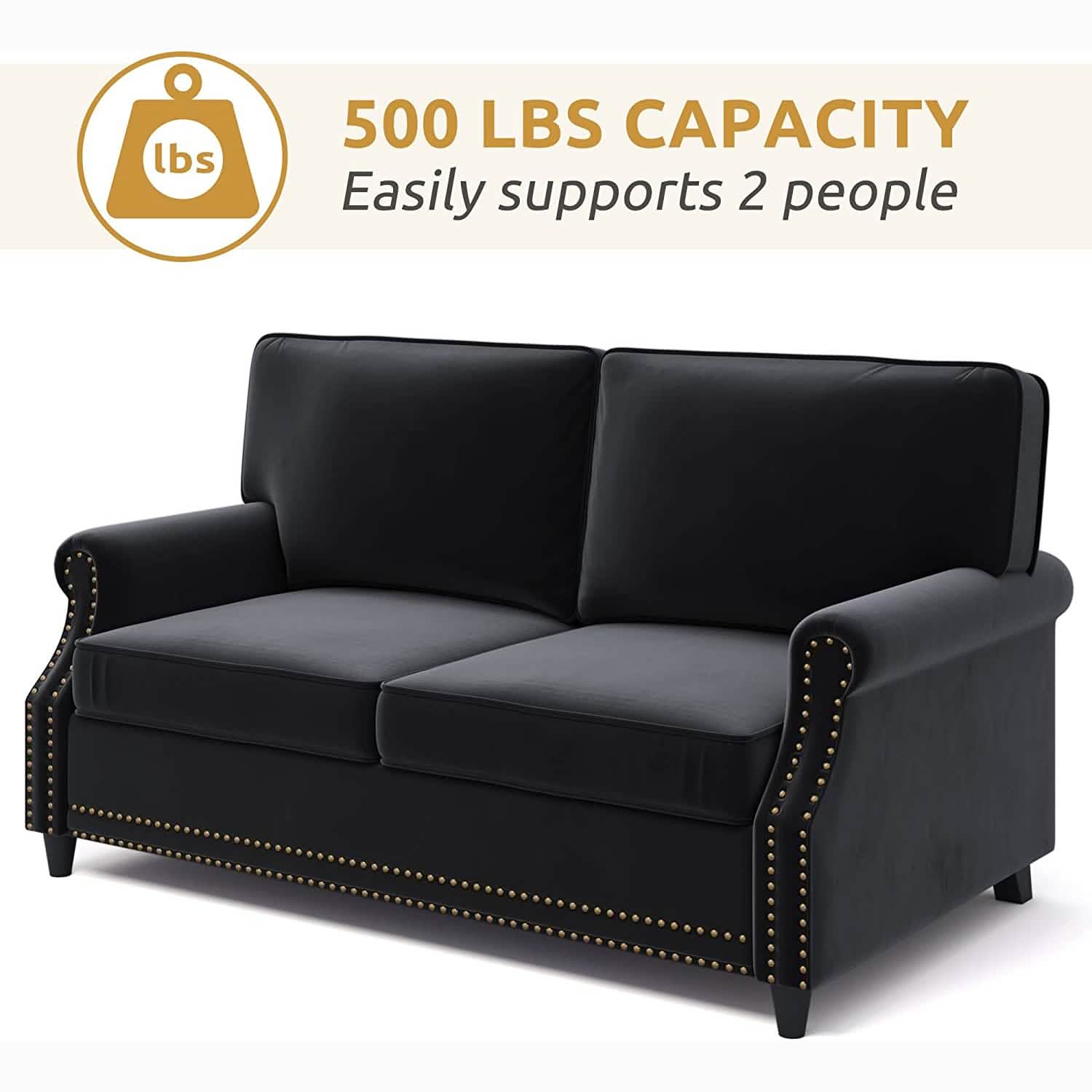 Velvet Roll Up Arm Chair Loveseat with Nail Head Furniture & Decor - DailySale