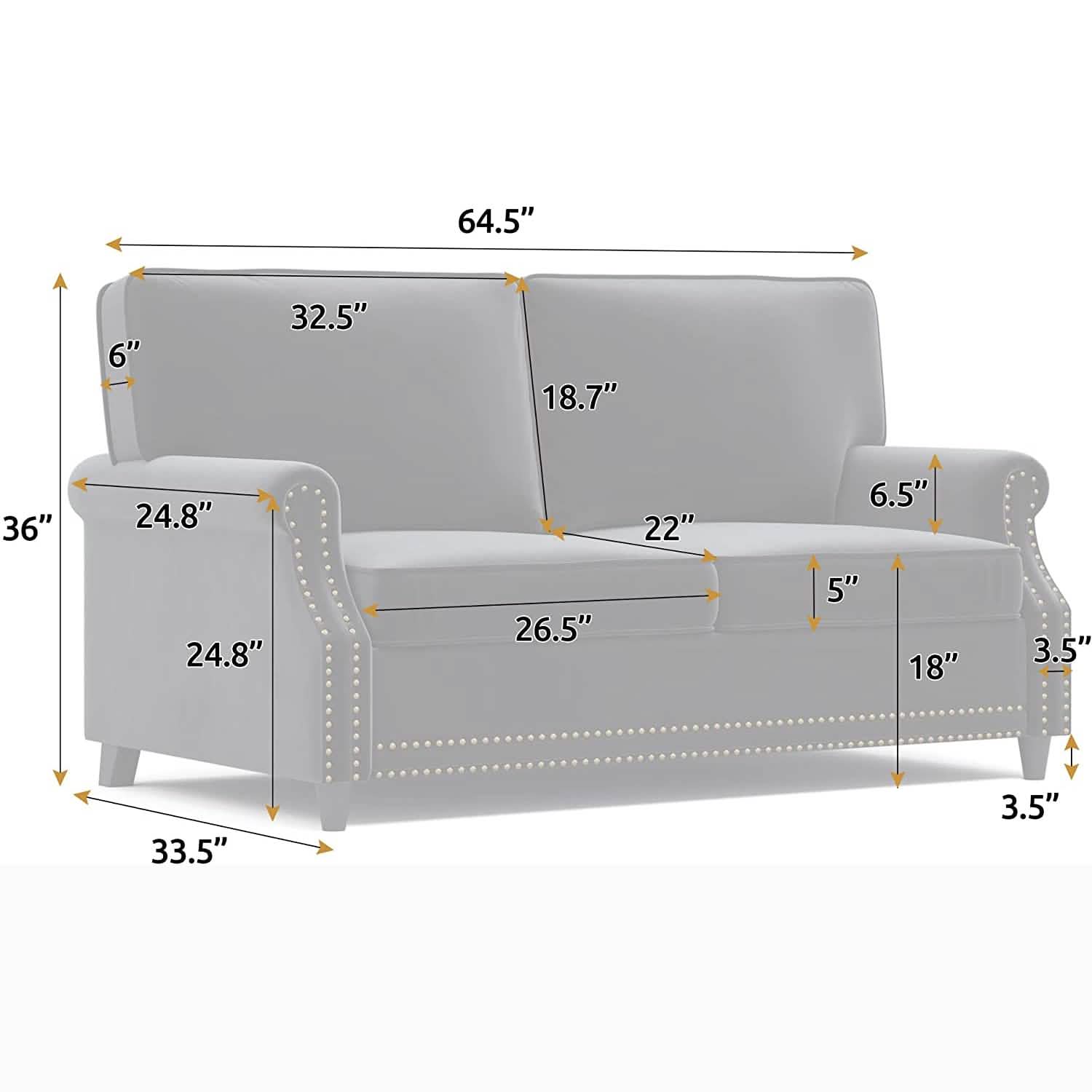 Velvet Roll Up Arm Chair Loveseat with Nail Head Furniture & Decor - DailySale