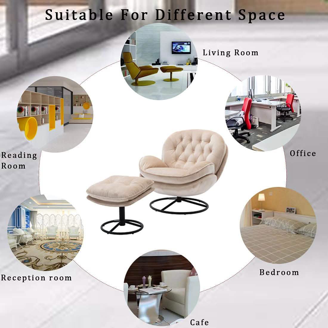 Velvet Swivel Accent Chair with Ottoman Set Furniture & Decor - DailySale