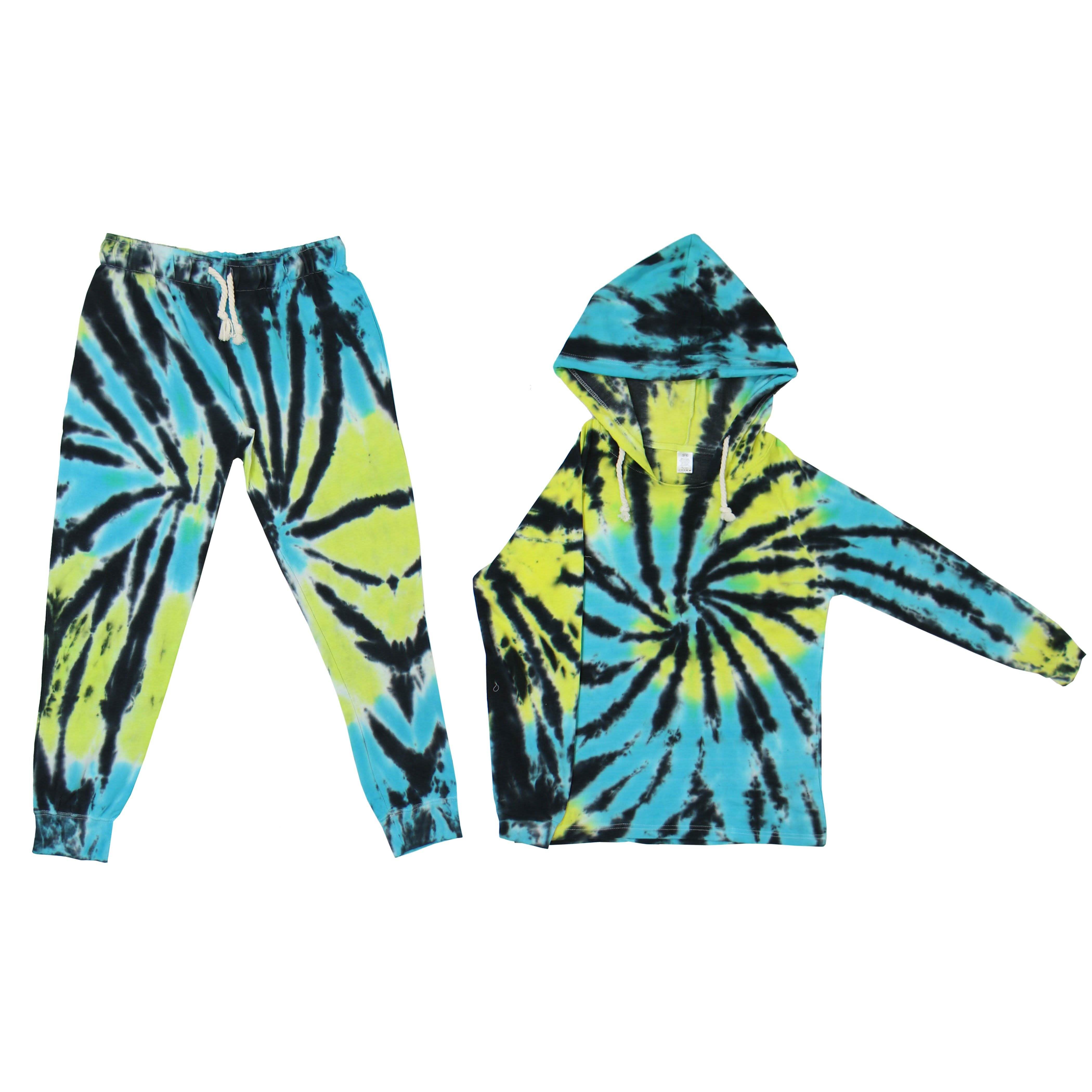 Vintage Tie-Dye Hoodie and Jogger Sets Women's Clothing Aqua Mist S - DailySale