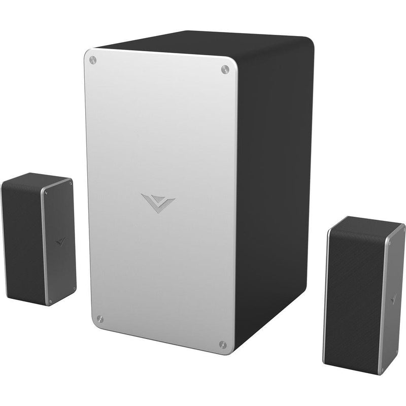 Subwoofer of VIZIO SmartCast 5.1 Channel Wireless Soundbar SB3651-E6 (Refurbished) flanked by two side speakers
