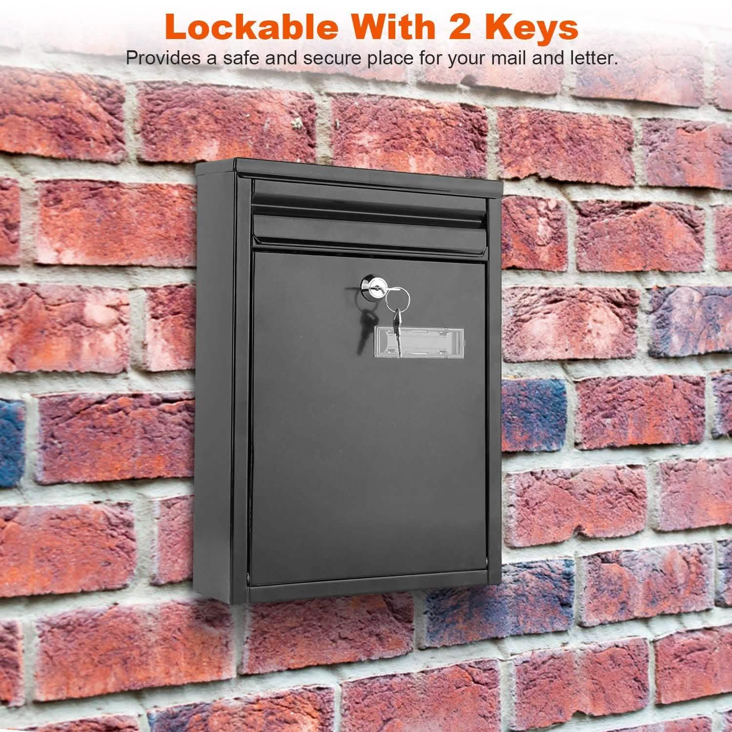 Wall Mount Mailbox Lockable Galvanized Iron Letter Post Box Home Improvement - DailySale