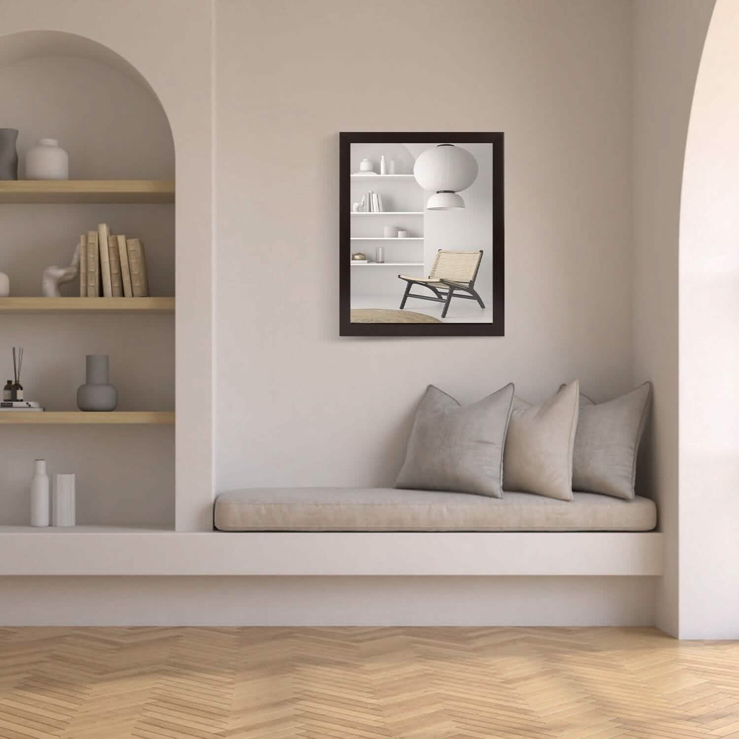 Wall Mount Mirror Wood-Like Frame Rectangle Modern Hanging Mirror Furniture & Decor - DailySale