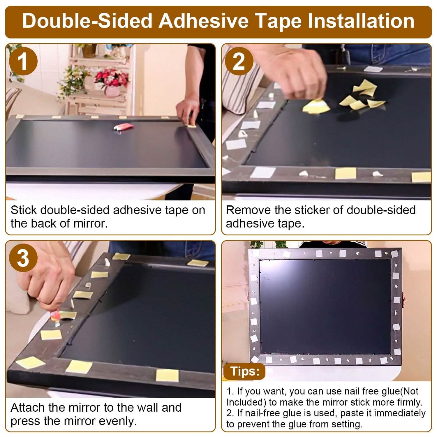 Wall Mount Mirror Wood-Like Frame Rectangle Modern Hanging Mirror Furniture & Decor - DailySale