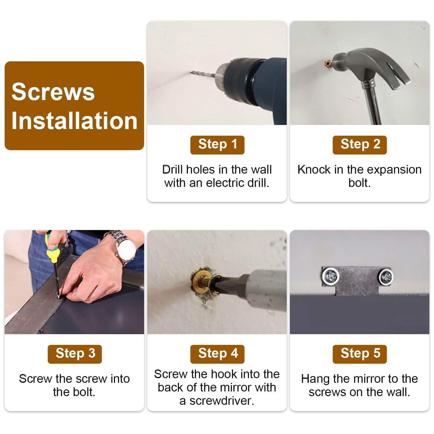 Wall Mount Mirror Wood-Like Frame Rectangle Modern Hanging Mirror Furniture & Decor - DailySale