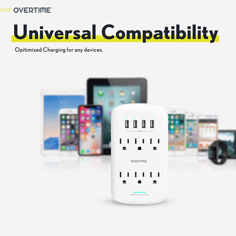 Wall Plate Power USB Outlet 6 Outlet & 4 USB Port Household Batteries & Electrical - DailySale
