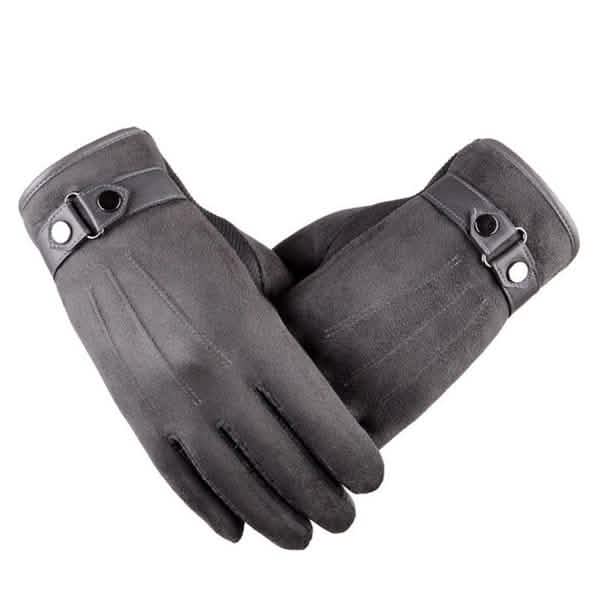 Warm Velvet Cold-Proof Gloves Thermal Touch Phone Screen Sports & Outdoors Gray - DailySale
