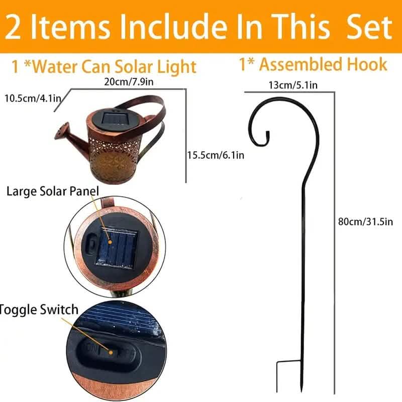 Waterproof Copper Solar Watering Can Light Outdoor Lighting - DailySale