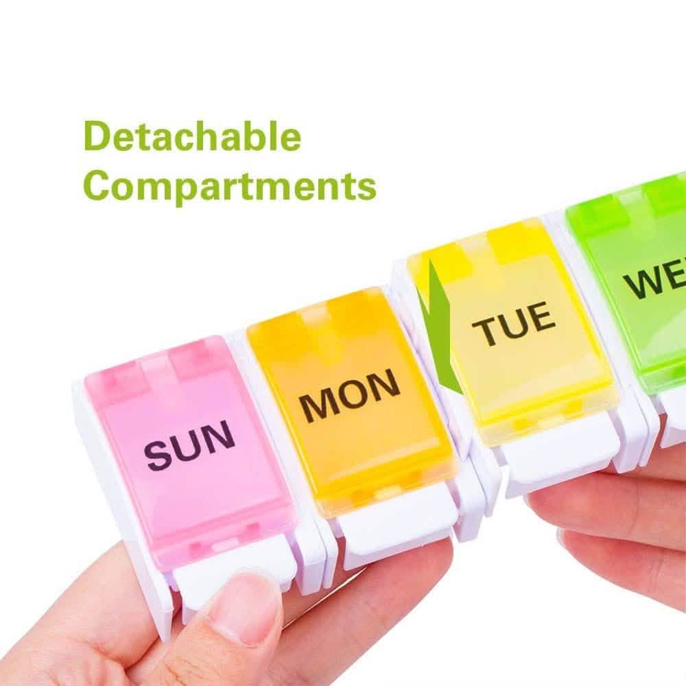 Weekly Pill Organizer Detachable, Sukuos Large Daily Pill Cases Wellness - DailySale