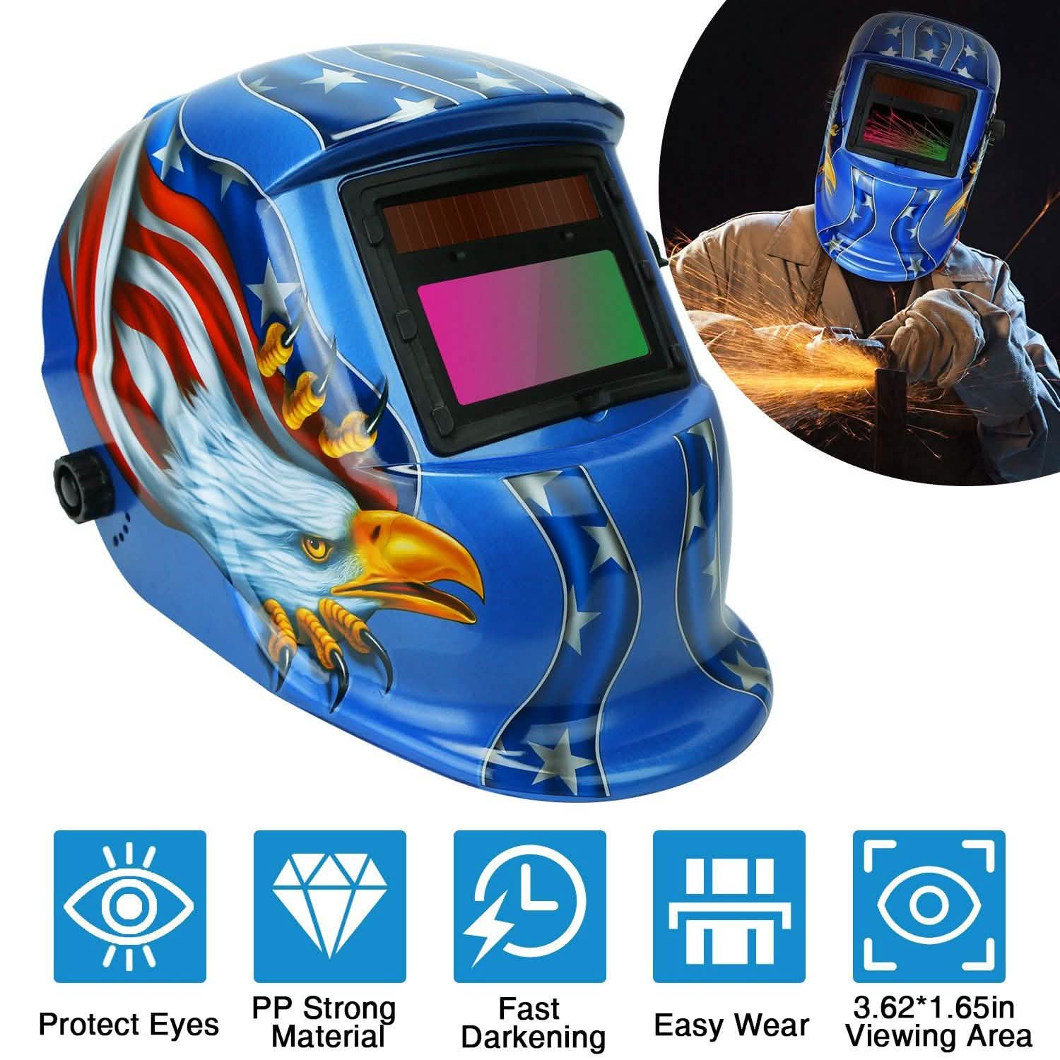 Welding Helmet Solar Powered Auto Darkening Hood with Adjustable Wide Shade Everything Else - DailySale