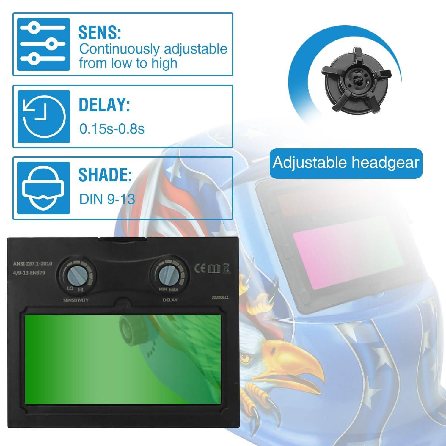 Welding Helmet Solar Powered Auto Darkening Hood with Adjustable Wide Shade Everything Else - DailySale