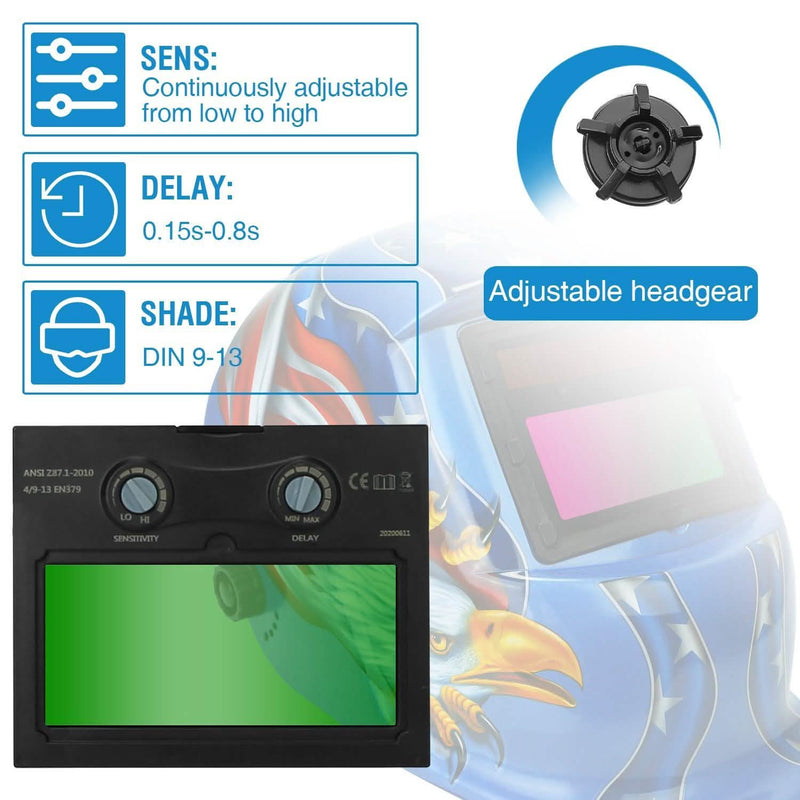 Welding Helmet Solar Powered Auto Darkening Hood with Adjustable Wide Shade Everything Else - DailySale