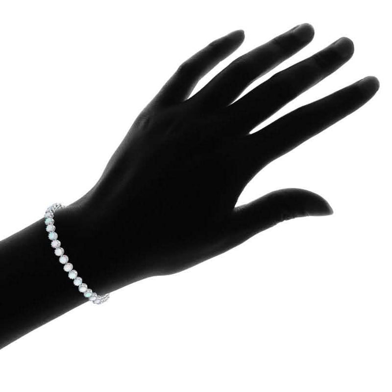 White Fire Opal Tennis Bracelet Jewelry - DailySale
