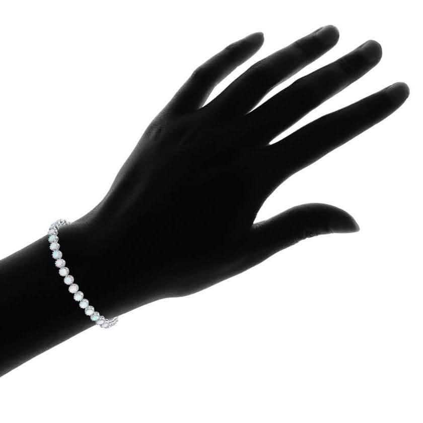 White Fire Opal Tennis Bracelet Jewelry - DailySale