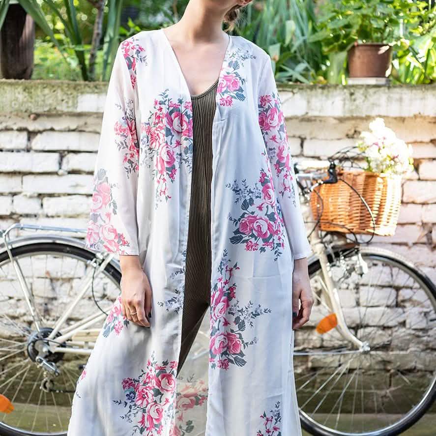 White Floral Kimono Women's Clothing - DailySale