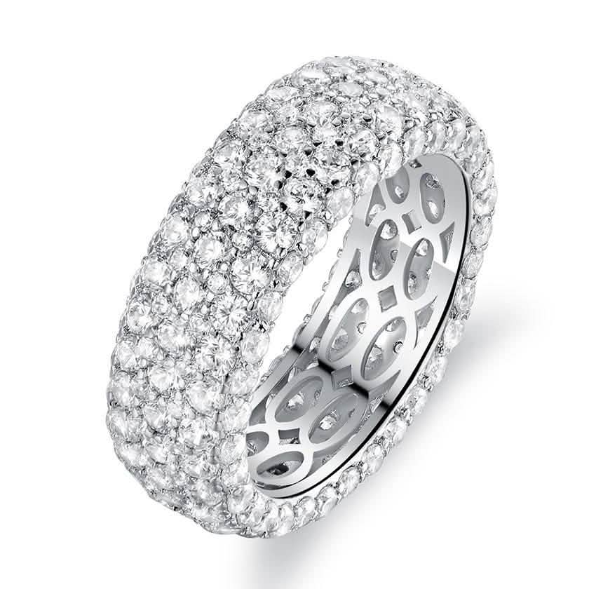White Gold Plated Five Row Eternity Ring - Assorted Sizes Jewelry 9 - DailySale